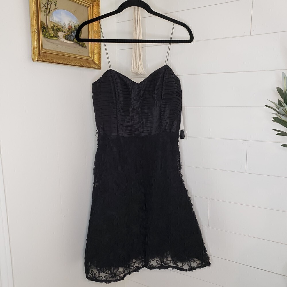 Aidan Mattox NWT Strap/Strapless Black Tulle Flower Silk Cocktail Dress Size 8
